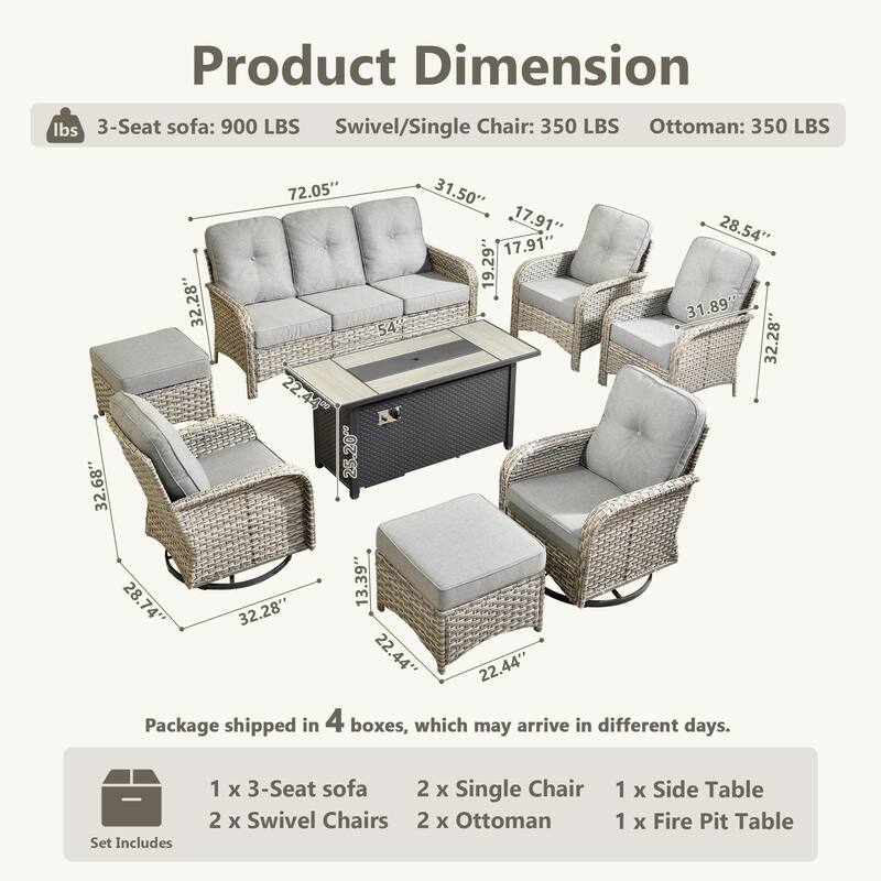 XIZZI 9-Piece Outdoor Patio Furniture Wicker Swivel Chairs Set