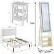 preview thumbnail 9 of 15, VECELO White 4 Piece Bedroom Set Upholstered Height-Adjustable Bed Nightstand Standing Jewelry Mirror Cabinet