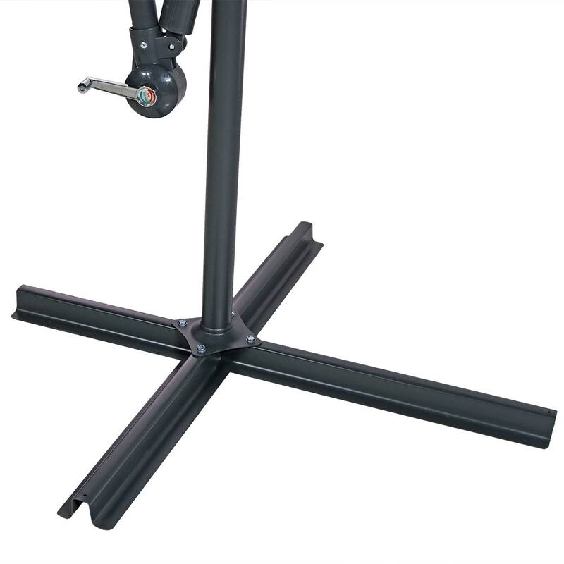 Sunnydaze 10' Offset Patio Umbrella with Cantilever and Cross Base - Round Base Set