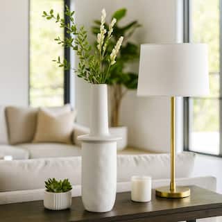 Decorative Vase - Ivory Ceramic Unique Flared Top