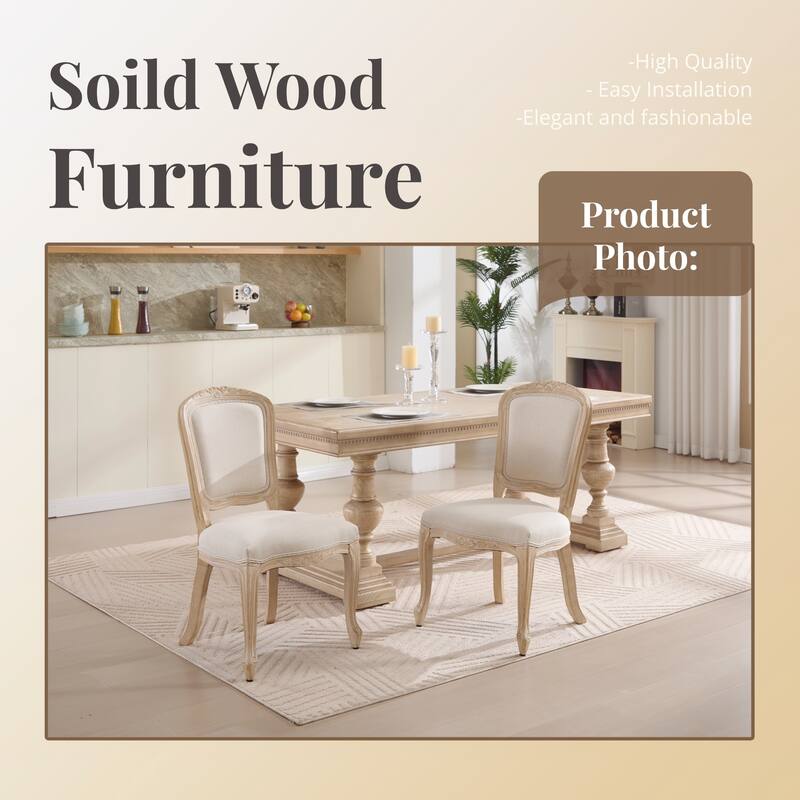 French Country Wire Drawing & Carving Techniques Dining Chairs with Backrest (Set of 2)