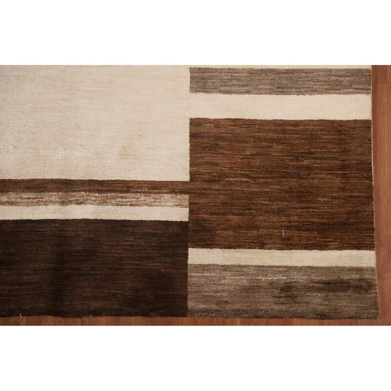 Geometric Gabbeh Kashkoli Area Rug Handmade Wool Carpet - 6'5" x 8'0"