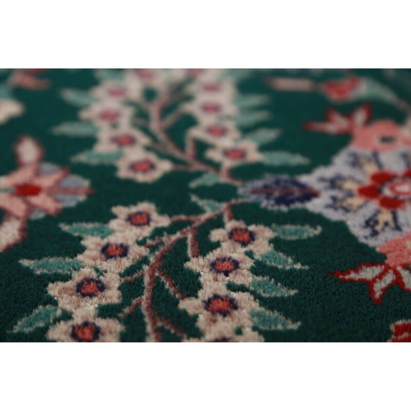 Vegetable Dye Green Aubusson Chinese Rug Hand-Knotted Wool Carpet - 8'7"x 11'8"