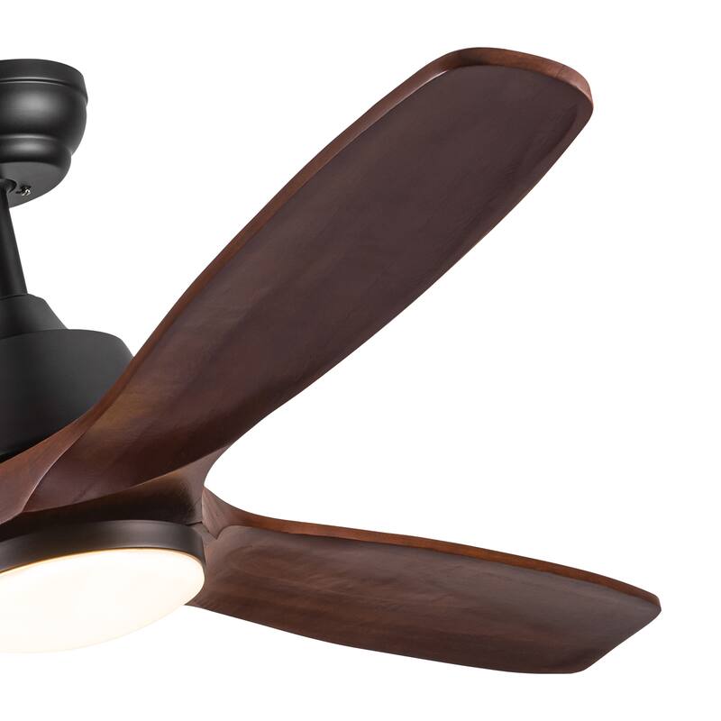 Whisper-Quiet Motor Wooden Ceiling Fan with Light and Remote, 6-Speed Reversible DC Motor, 3-Color Light Settings