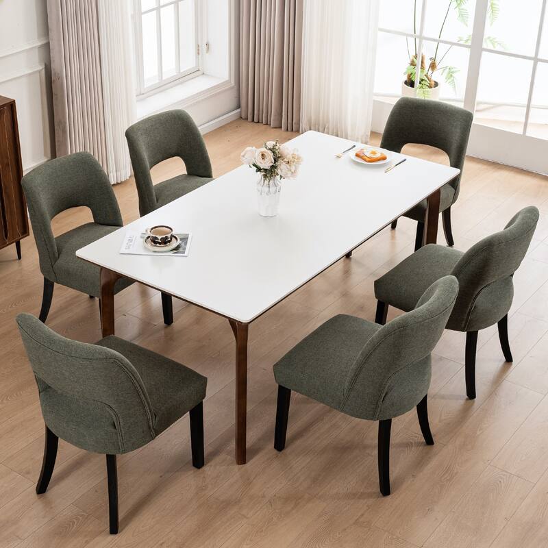 Set of 2/4/6 Modern Fabric Upholstered Dining Room Chair Kitchen Chairs with Wood legs