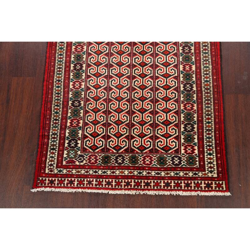 Geometric Persian Balouch Wool Area Rug Handmade Bedroom Carpet - 3'1" x 3'11"