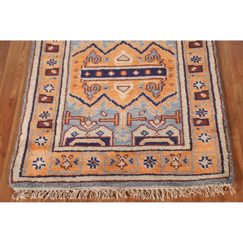 Geometric Orange Heriz Serapi Runner Rug Hand-knotted Wool Carpet - 2'8"x 7'11"