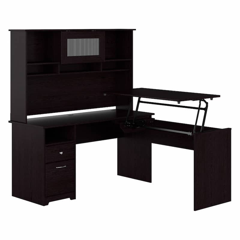 60W 3-position L-shaped Sit to Stand Desk with Hutch by Bush Furniture