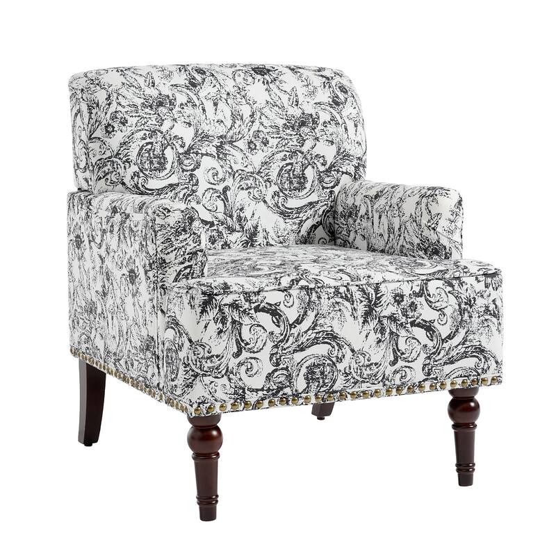 Linen Upholstered Armchair Nailhead Trim Accent Chair