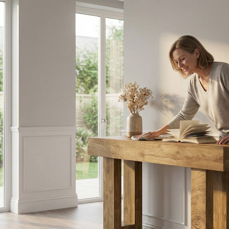 Anmytek Farmhouse Console Table,Wooden Rectangular Sofa Table Behind Couch for Entrance