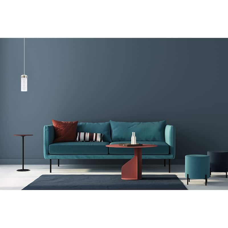 Eglo Olvero 1-Light Satin Nickel LED Pendant with Frosted and Clear Glass