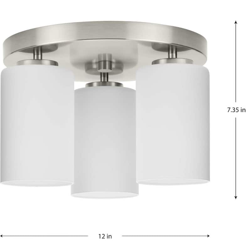Cofield Collection 12 in. Three-Light Brushed Nickel Transitional Flush Mount - 12 in x 12 in x 7.35 in