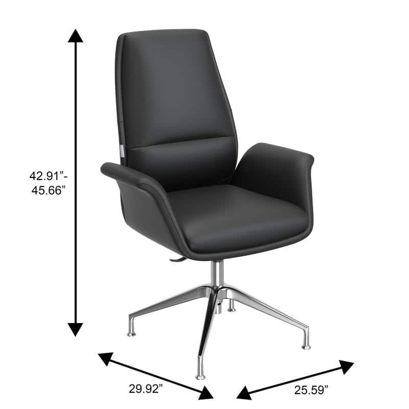 Summit Series Leather Office Chair with Aluminum Frame, Adjustable Height, Swivel, Sponge Cushion, Easy-Clean Design