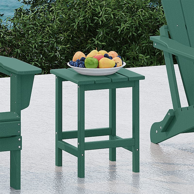 Polytrends Laguna Hdpe All Weather Outdoor Patio Square Side Table - Dark Green