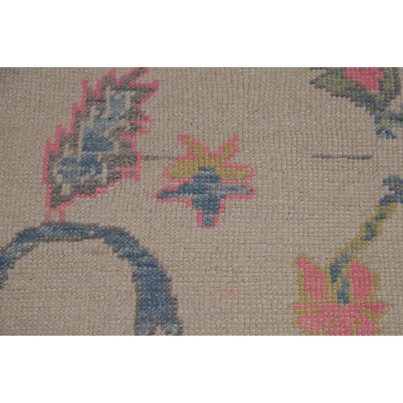 Hand Knotted Oriental 100% Wool Carpet Transitional All-Over Beige & Ivories Oushak Area Rug - 10' 7'' X 8' 4''