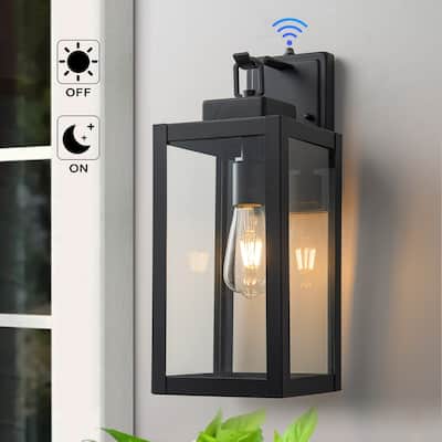 C Cattleya 1-Light Matte Black Dusk to Dawn Outdoor Wall Lantern Sconce