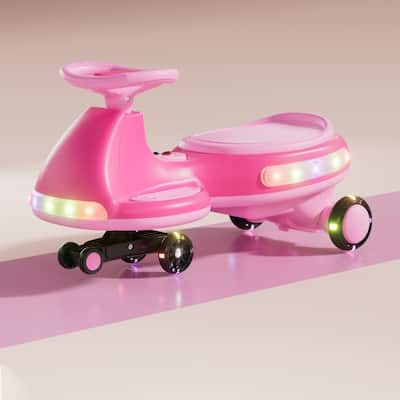 Kids Electric Ride On Car 12V Electric Wiggle Car, LED Lights, Music, Anti-Rollover for Boys and Girls Ages 3+ Indoor/Outdoor