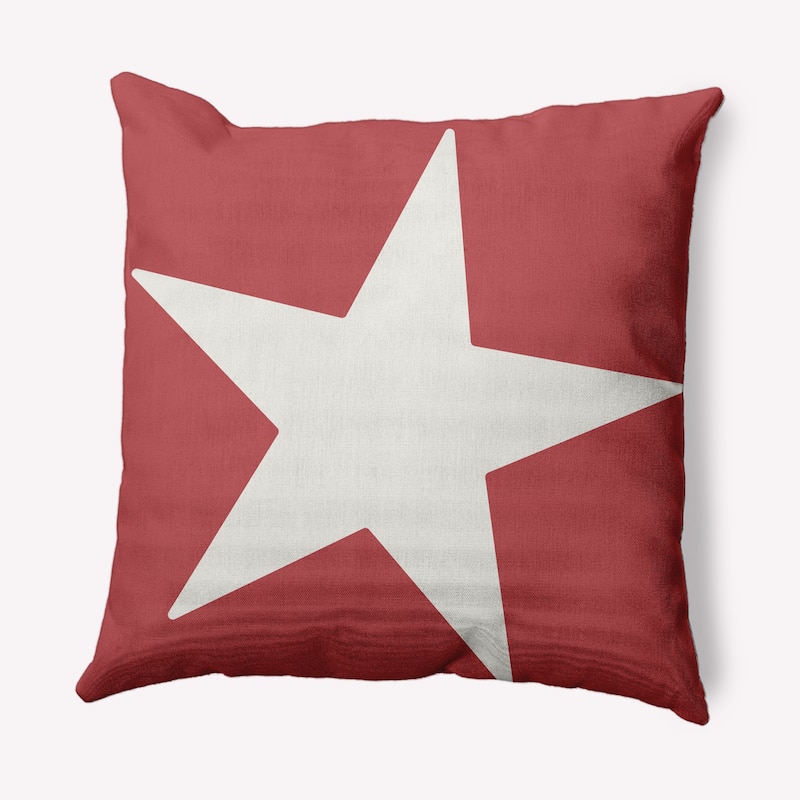 Big Star Nautical Indoor/Outdoor Throw Pillow - Ligonberry Red and White - 16" x 16"