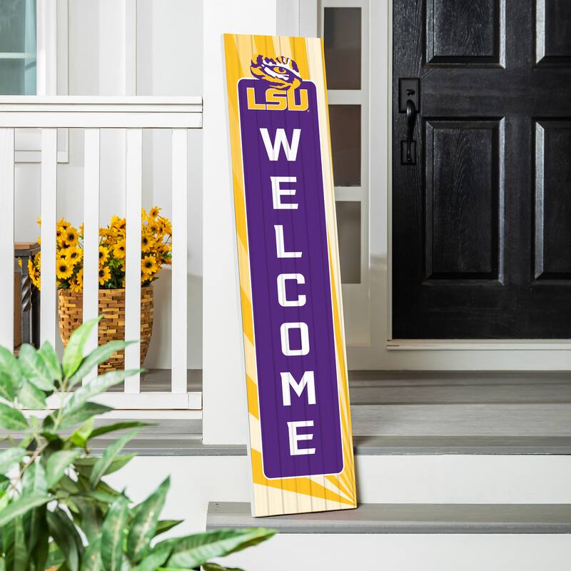 47" Porch Leaner Welcome Wall Sign, Louisiana State University - Purple
