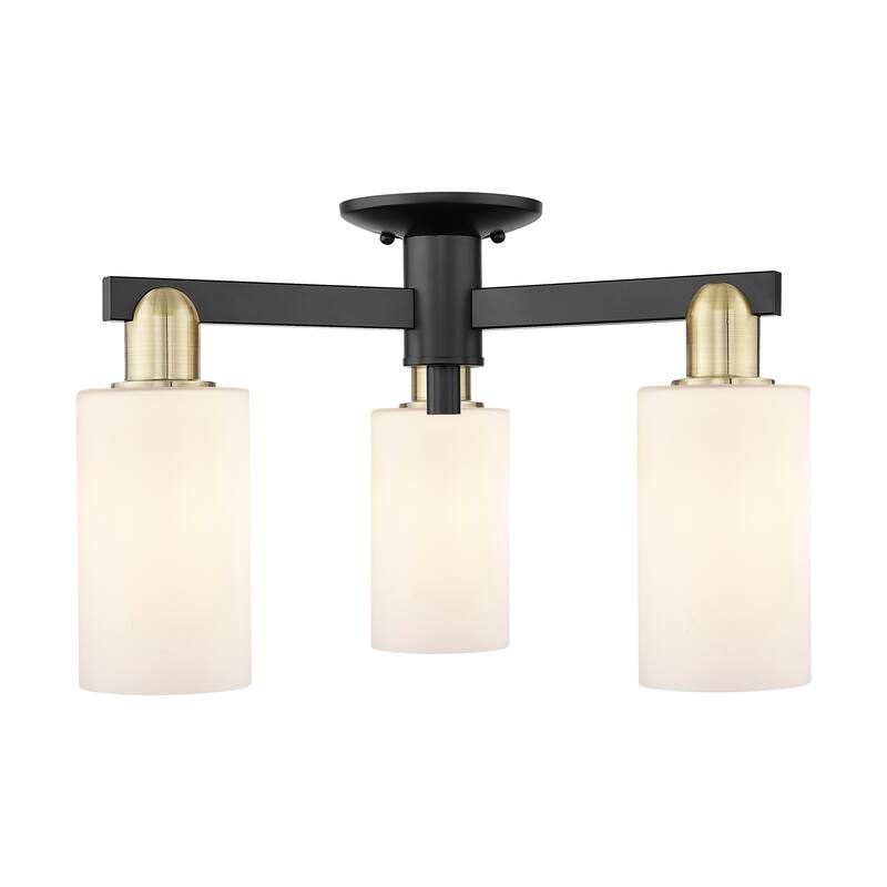 Innovations Lighting Endless Possibilities Arcadia - Clymer - 3 Light 21" Semi-Flush Mount - Matte White/Black Antique Brass