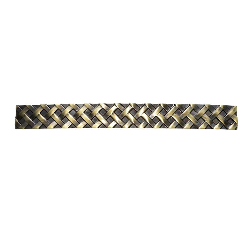 Utopia Alley Basket Weave Pull Handle - Decorative Antique Brass Cabinet Drop Pull Handles, 5.0" Center to Center