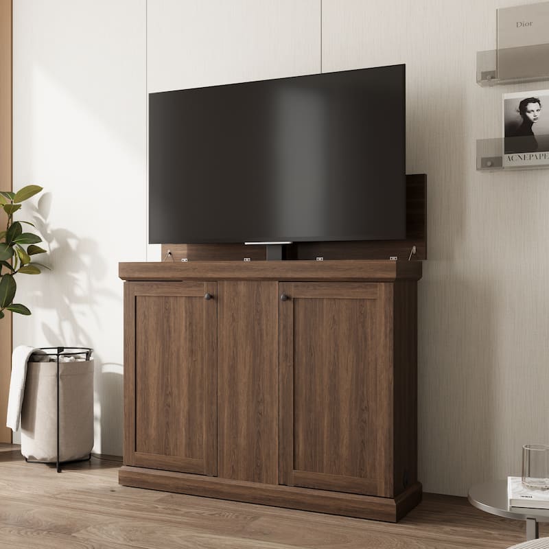 Motorized TV Lift Cabinet for TVs up to 50 Inch, Pop Up TV Lift Console with Remote Control, Hidden TV Cabinet Stand