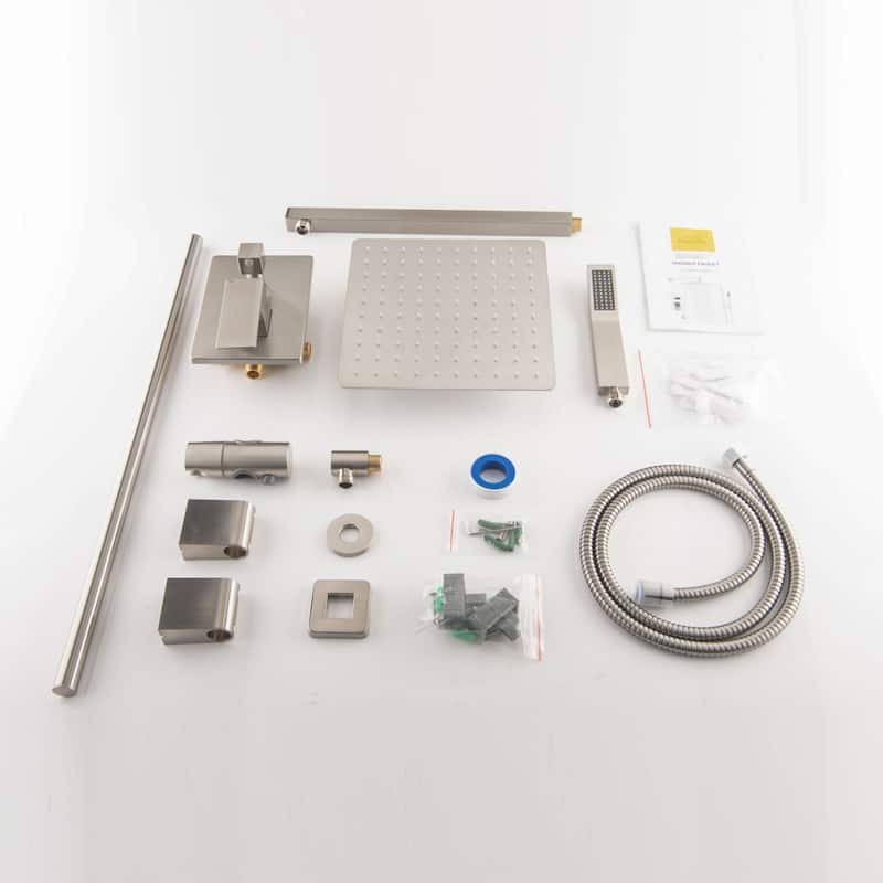 CLihome 12 Inch Wall Mount Shower System Shower Combo Brushed Nickel