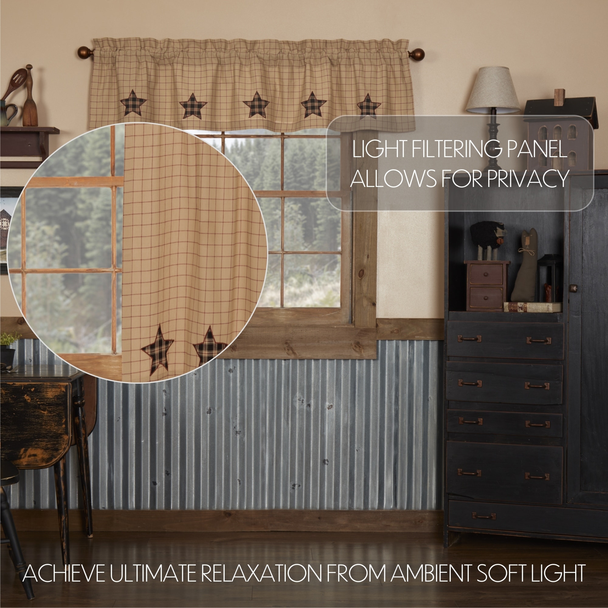 Bingham Star Valance Applique Star 16x72 - Valance 16x72