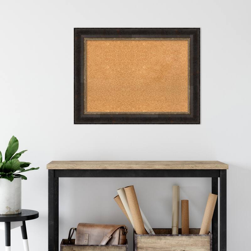 Varied Black Framed Natural Corkboard Bulletin Board