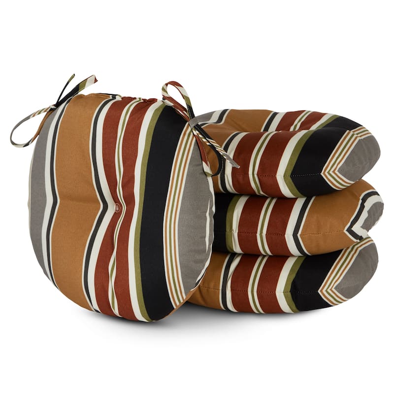 Brick Stripe 15-inch Round Outdoor Bistro Chair Cushion (Set of 4)