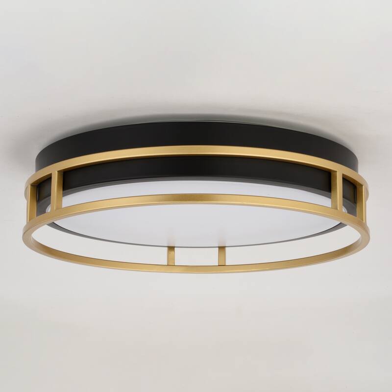 VAXCEL Northgate Integrated LED Matte Black and Satin Gold Contemporary Flush Mount Ceiling Light Fixture