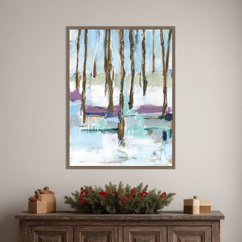 Pastel Forest II by Ethan Harper Framed Canvas Wall Art Print - Sylvie Dark Gold