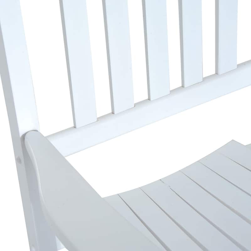 Outsunny Wood Rocking Chair Rocker with Slatted Back, White
