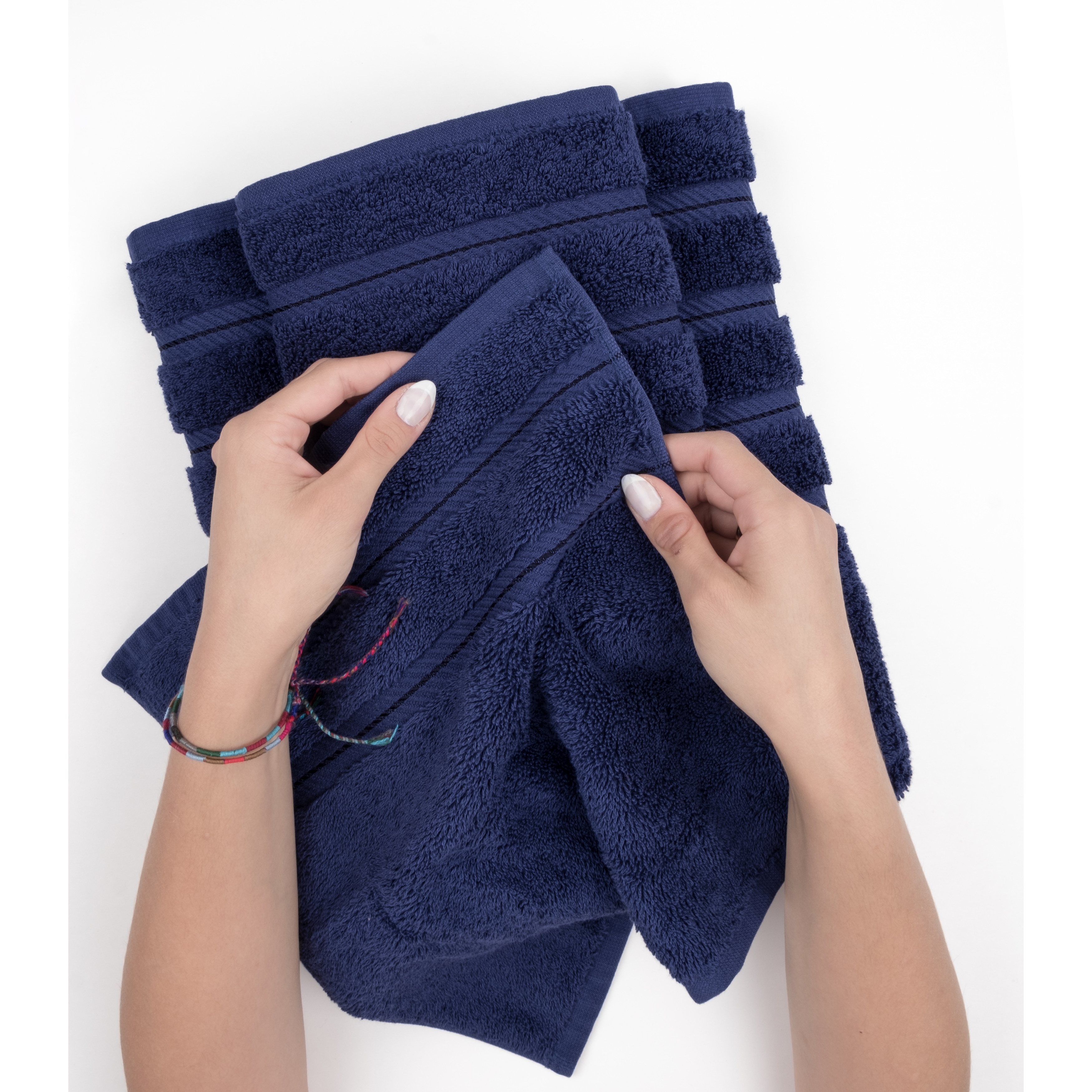 American Soft Linen, 6 Piece Bath Towel Set, 100% Turkish Carde Cotton  Towels for Bathroom, Sky Blue 