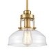 preview thumbnail 2 of 1, Manhattan Boutique 1-Light Mini Pendant in Brushed Brass with Clear Glass