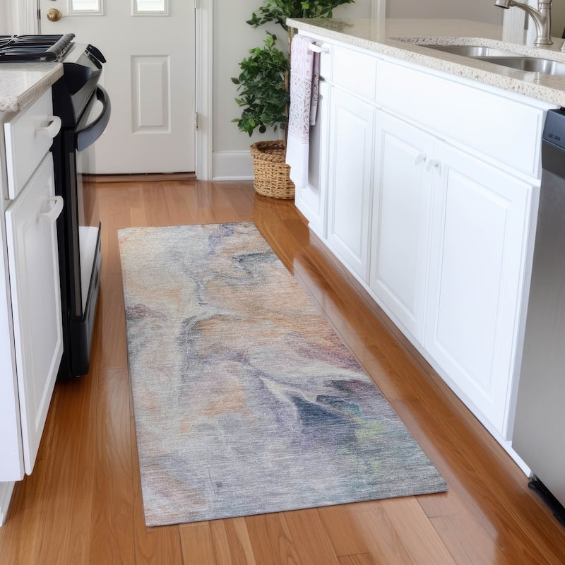 Premium Washable Super Soft Abstract Modern Mayfield Rug - Linen - 2'3" x 7'6"