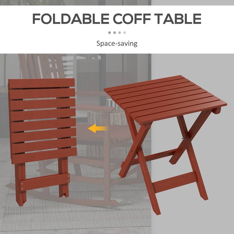 Outsunny Wooden Rocking Chair Set w/ Foldable Side Table, Outdoor Rocker Chairs