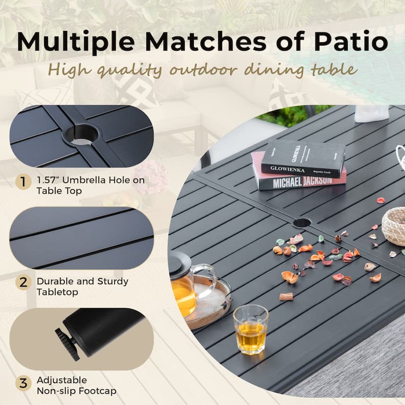 MAISON ARTS 7-piece Patio Dining Set, 6 Metal Patio Dining Chairs and 1 Metal Dining Table