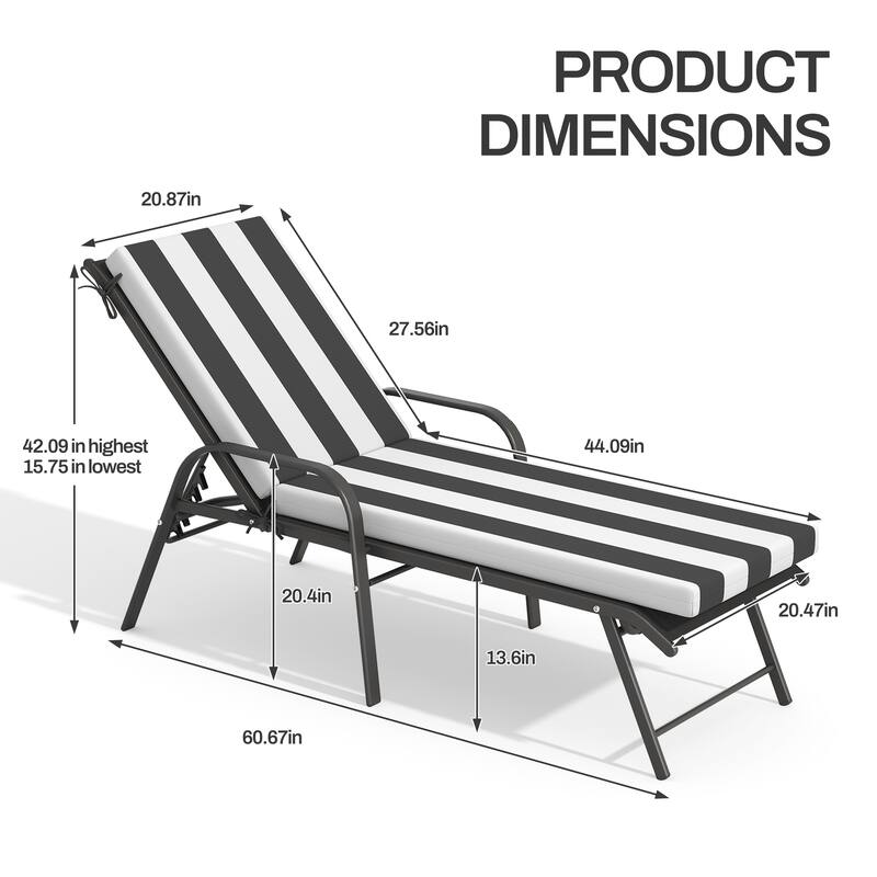 Outdoor Lounge Chairs Chaise Lounge Set with Adjustable Back and Cushions