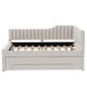 preview thumbnail 17 of 46, Daybed Captain Bed Upholstered Bed with Trundle and 3 Drawers, Elegance Stripe Design L-Shaped Upholstered Daybed Platform Bed