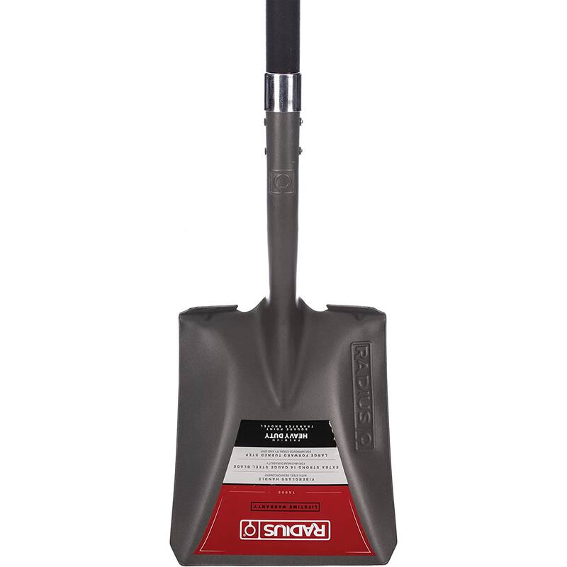 Radius Premium D-Handle Square-Point Shovel, Fiberglass Shaft