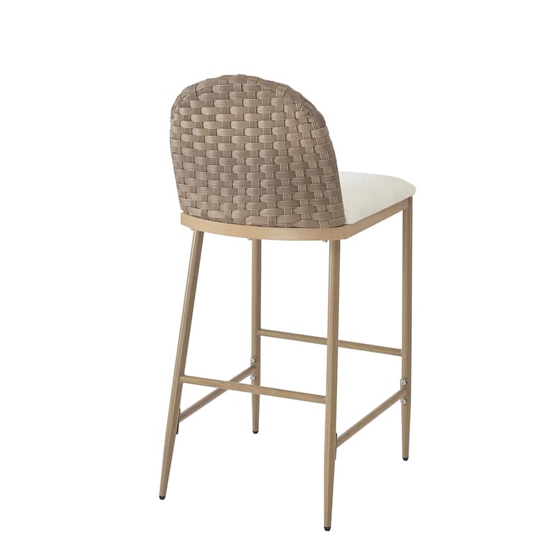 Christopher Knight Home - Esme Barstool in Iron & Rattan with Upholstered Cushion (Set of 2)