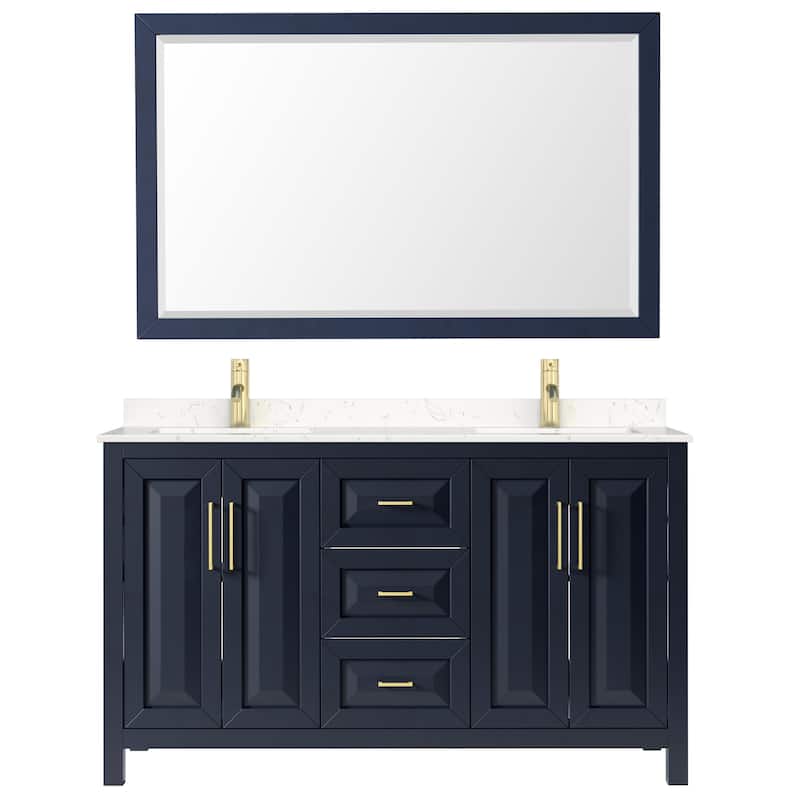 Daria 60 Inch Double Vanity, Cultured Marble Top, 58 Inch Mirror