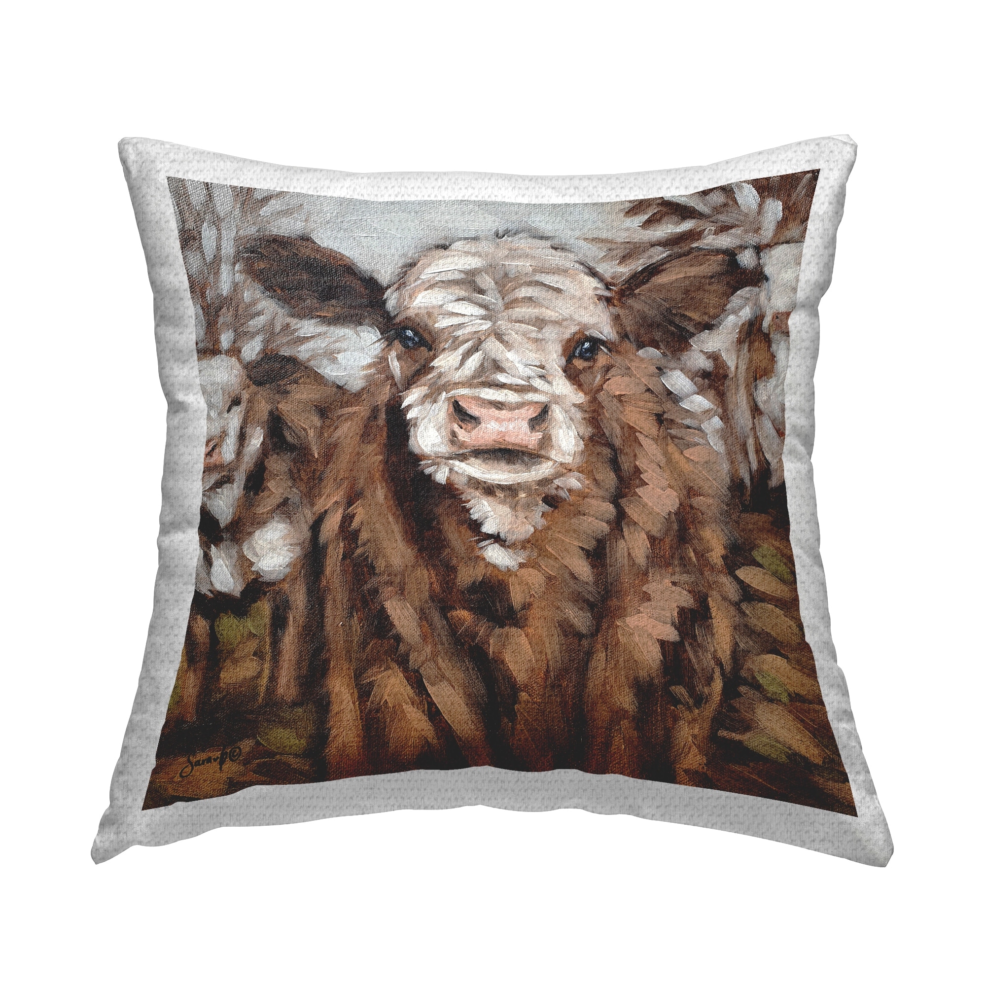 Stupell Brown Cattle Farm Animals Printed Outdoor Throw Pillow Design by Sara G. Designs