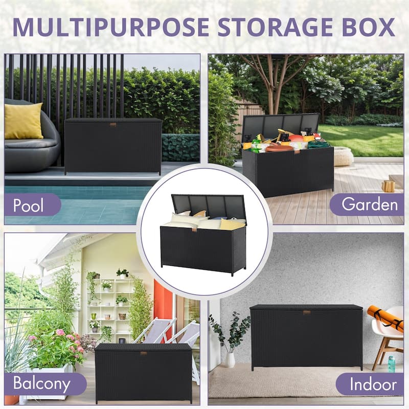 120 Gallon Waterproof Large Resin Deck Box Indoor Outdoor Lockable Storage Container for Patio Furniture, Toys and Garden Tools