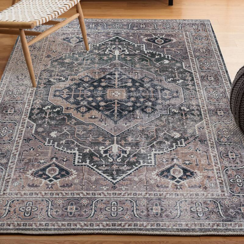 JONATHAN Y Kemer Ogee Medallion Machine Washable Area Rug