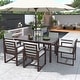 preview thumbnail 21 of 37, 7 Pcs Outdoor Patio Dining Table and Chair Set, All-Weather Patio Furniture Set, Dining Table with Umbrella Hole and 6 Chairs Dark Brown