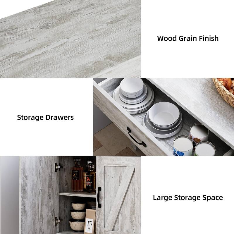 Kitchen Pantry Storage Cabinet with Microwave Stand