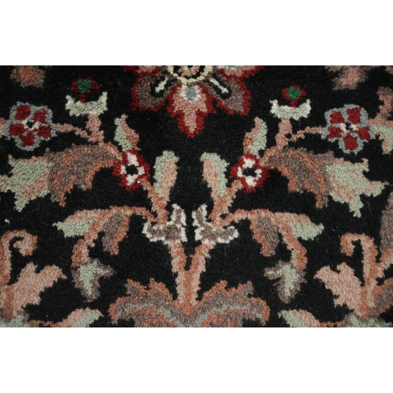 Hand Knotted Oriental 100% Wool Carpet Traditional All-Over Black Agra Area Rug - 6' 1'' X 4' 0''