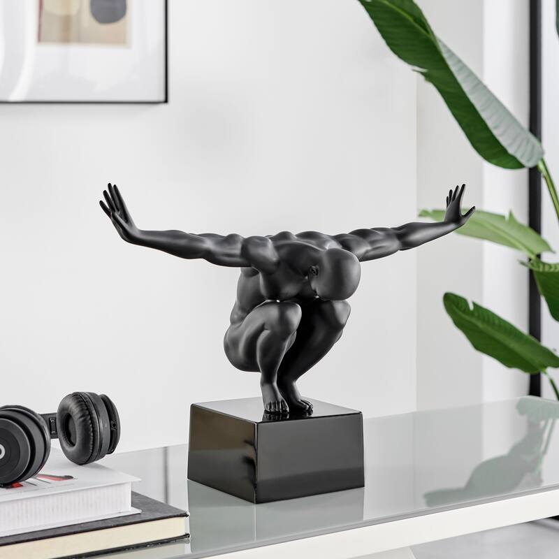 Saluting Man Resin Handmade Sculpture - N/A